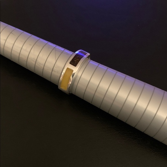 Silver and Gold Two-Amber Ring - Picture 2 of 3